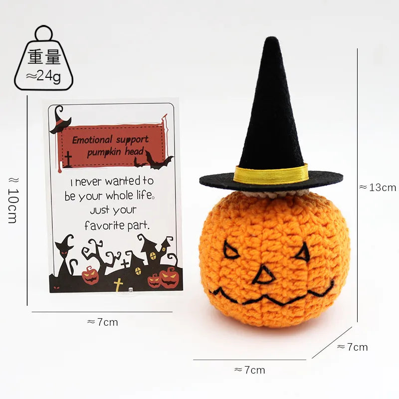 Handmade Crochet Halloween Doll Finished Product Positive Energy Yarn Toy Soft Plushie Stuffed Animal Hug Card Gift