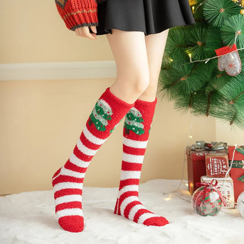 Christmas Christmas Women's Cartoon Polyester Jacquard Crew Socks A Pair