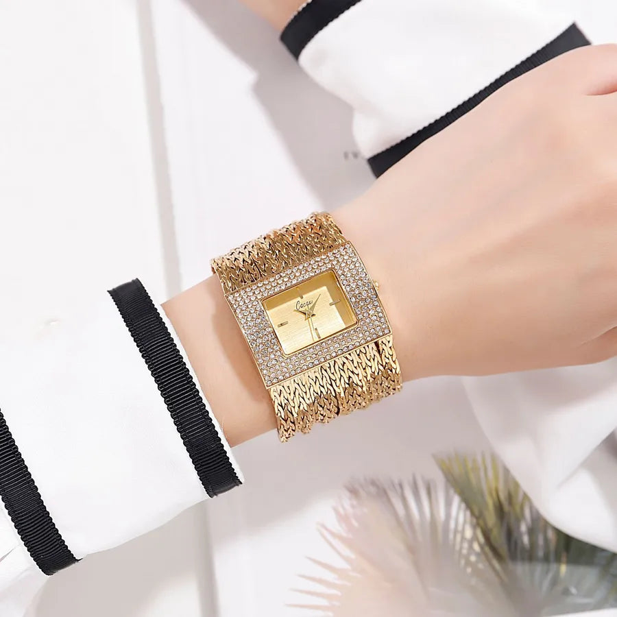 Luxurious Shiny Solid Color Jewelry Buckle Quartz Watch