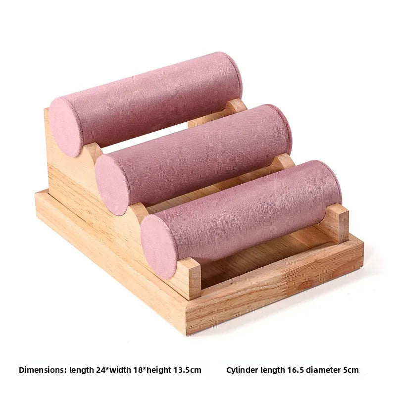 Solid Wood Three-Layer Bracelet Show Case Ornament Rack Live Display Jewelry Props Watch Bracelet Storage Rack Bracelet Display Stand