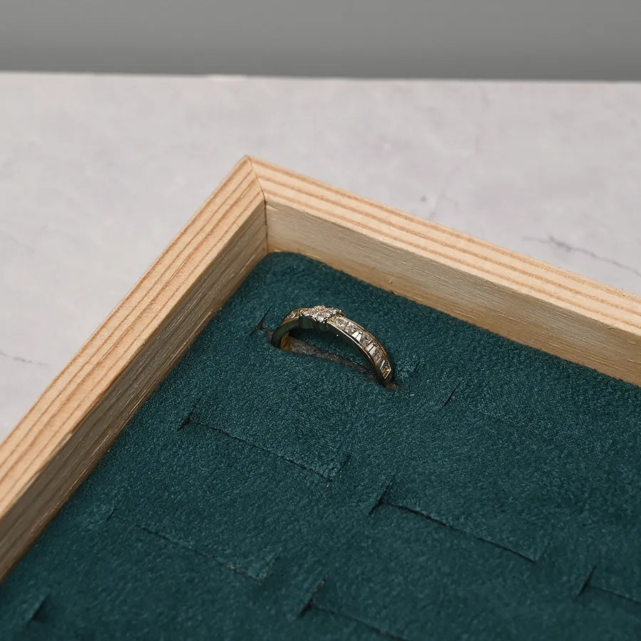 Rectangular Jewelry Display Stand Storage Box Earring Ring Bracelet Ring Holder Artificial Wood Velvet Handmade Simple Style