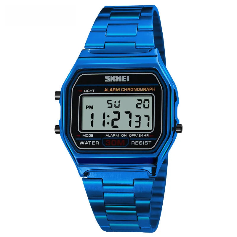 Time beauty men's retro business watch waterproof electronic watch trend fashion personality men's watch steel band thin wrist watch