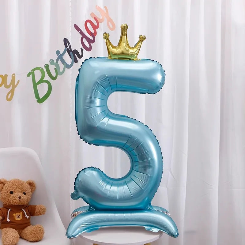42-Inch Stand-Up Large Pink Base Number Balloons Birthday Decoration Scene Arrangement One-Year-Old Photo Props Balloons