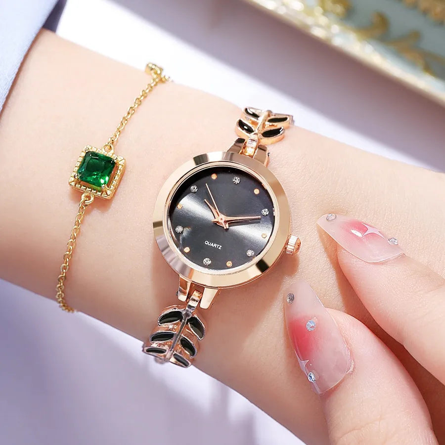 Elegant Leaves Jewelry Buckle Quartz Women's Watches
