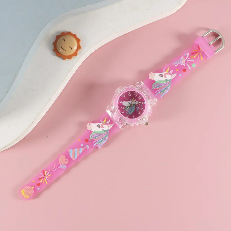 Children's Watch Creative Cartoon Quartz Color Shell Luminous Series Watch Primary School Boys and Girls 3D Viscose Watch