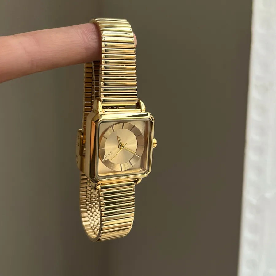 Elegant Business Luxurious Square Rectangle Single Folding Buckle Quartz Watch