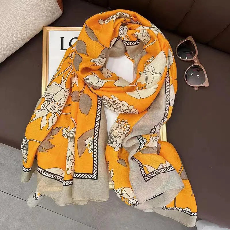 women's fashion star heart shape cotton and linen printing cotton linen scarves