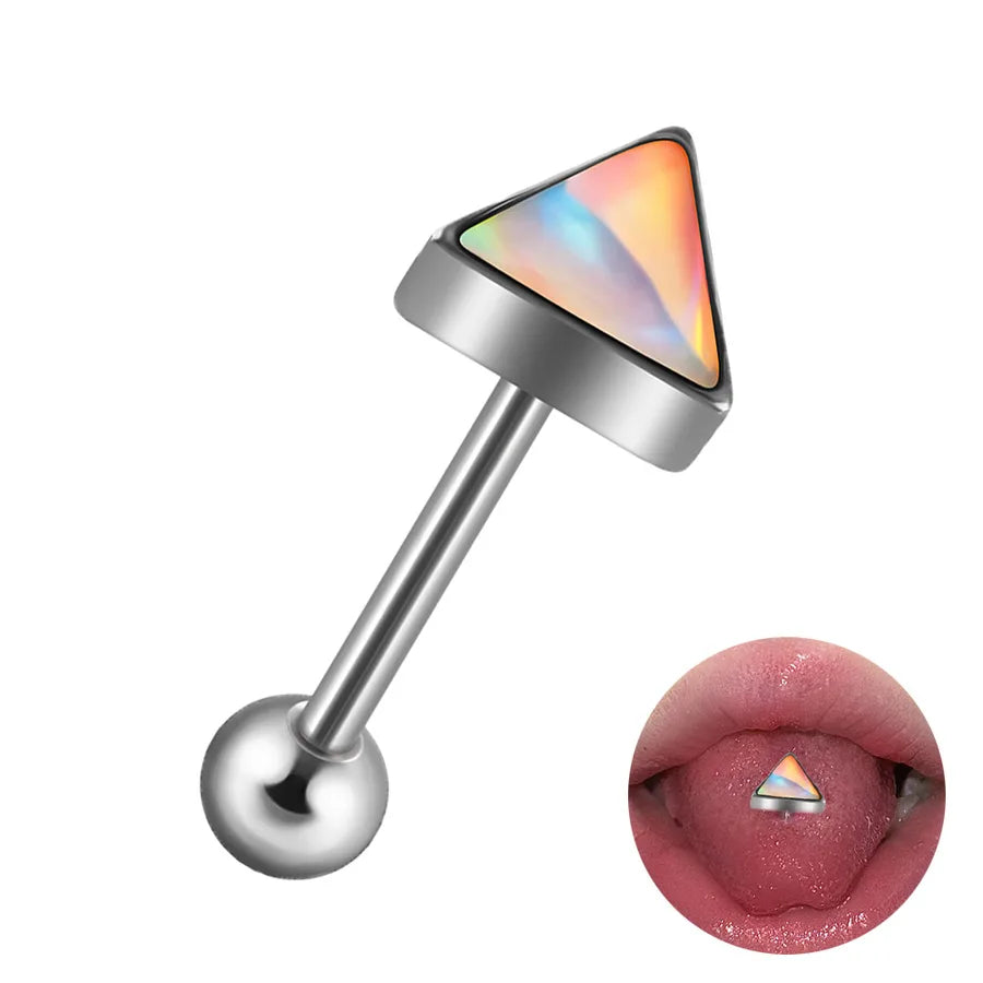 1 Piece Lip Rings Hip-Hop Cool Style Triangle Geometric Water Droplets 304 Stainless Steel Enamel Tongue Rings