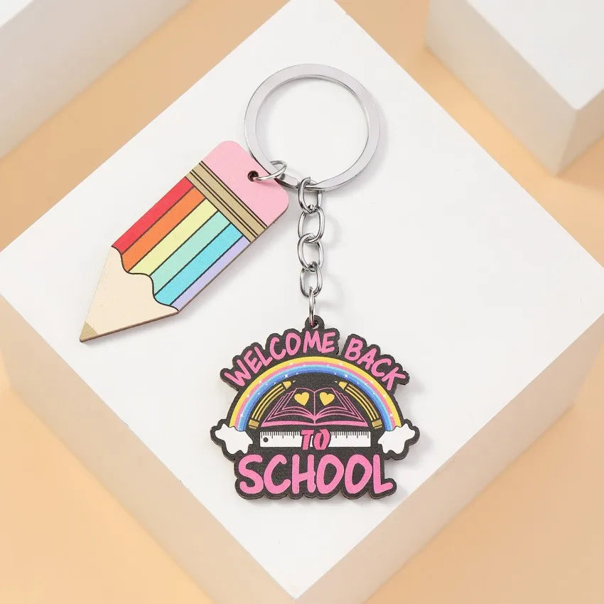 Simple Style Letter pencil Wood Teachers' Day Unisex Keychain