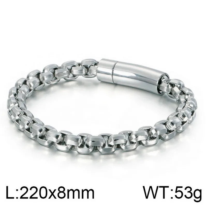 Retro Solid Color Titanium Steel Chain 18K Gold Plated Men's Bracelets