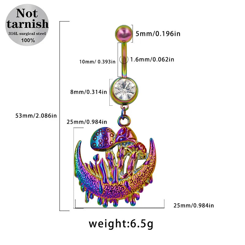 1 Piece Belly Rings Retro Funny Punk Star Heart Shape Butterfly 304 Stainless Steel 316 Stainless Steel  Alloy Asymmetrical Hollow Out Inlay Resin Glass Gold Plated Silver Plated