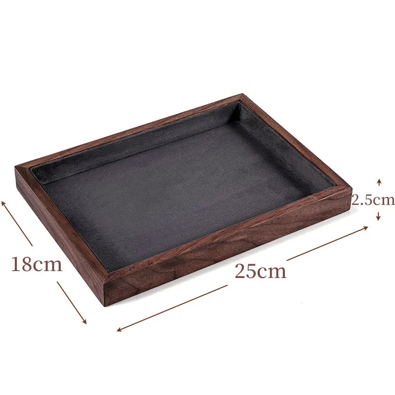 Walnut High-End Jewelry Display Tray Ring Showcase Jewelry Props Accessory Display Plate Luxury Sensation Wooden Tray