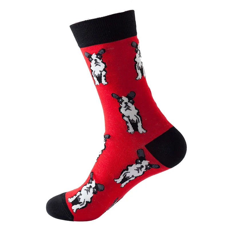 Men's Cute Modern Style Dog Cat Cotton Jacquard Ankle Socks A Pair