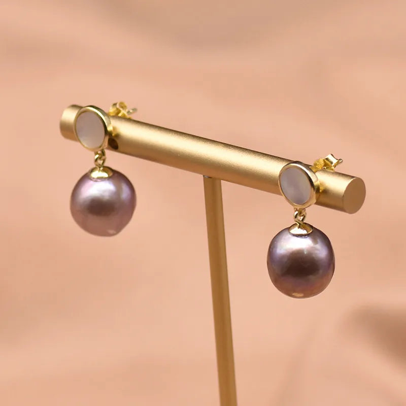 Live broadcast  natural pearl earrings high-grade earrings s925 silver needle women's design natural freshwater real pearl