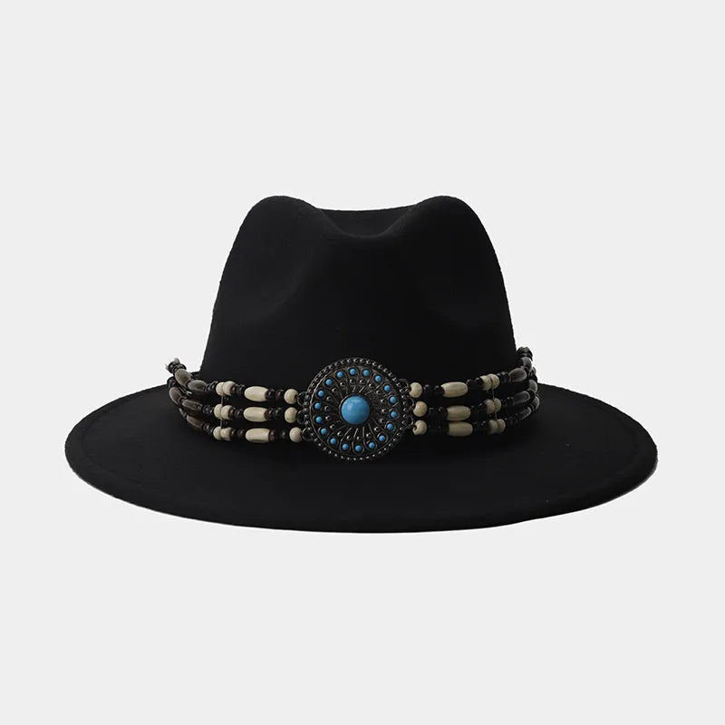 women's elegant basic solid color big eaves fedora hat