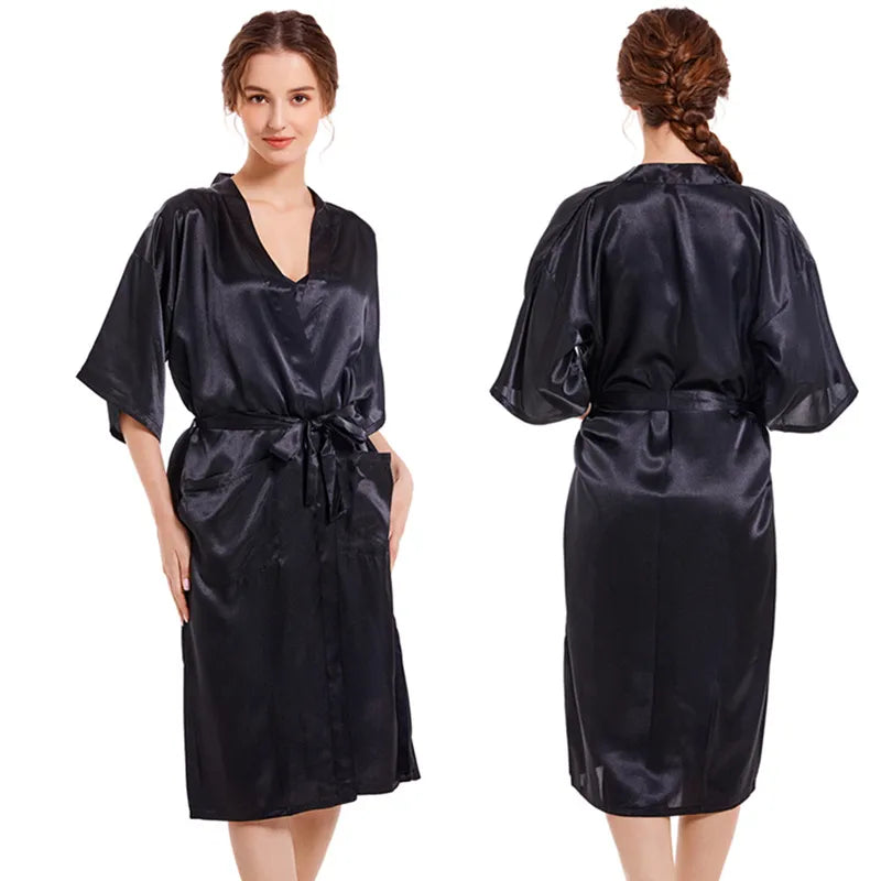 Casual Women's Lady Solid Color Imitated Silk Polyester Pajama Sets