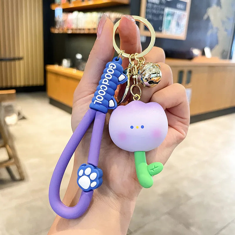 cute flower resin women's keychain