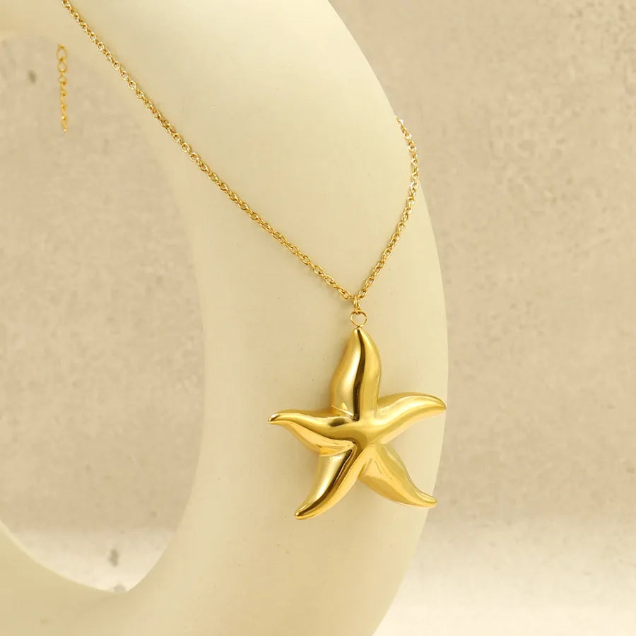 Wholesale Jewelry Modern Style Sweet Starfish 304 Stainless Steel cable chain Pendant Necklace