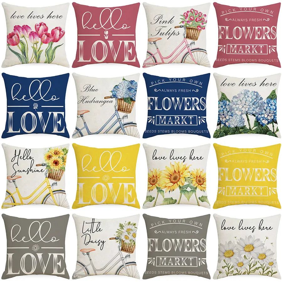 simple style classic style commute color block linen pillow cases