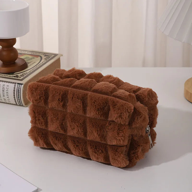 Solid Color Plush School Korean Style Pencil Case