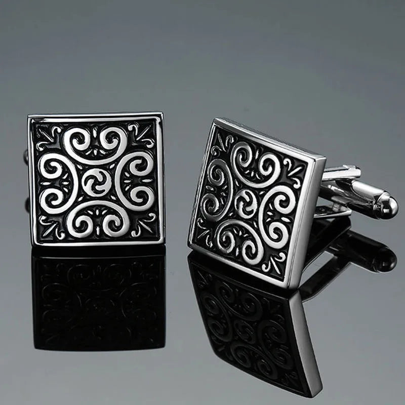 business geometric copper plating men's cufflinks