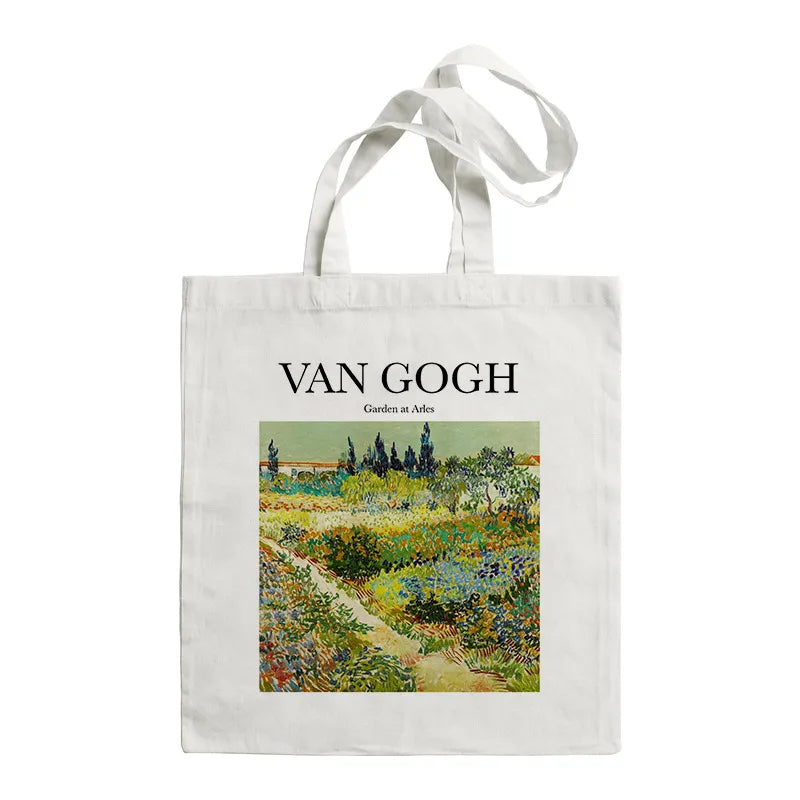 women's retro oil painting shopping bags