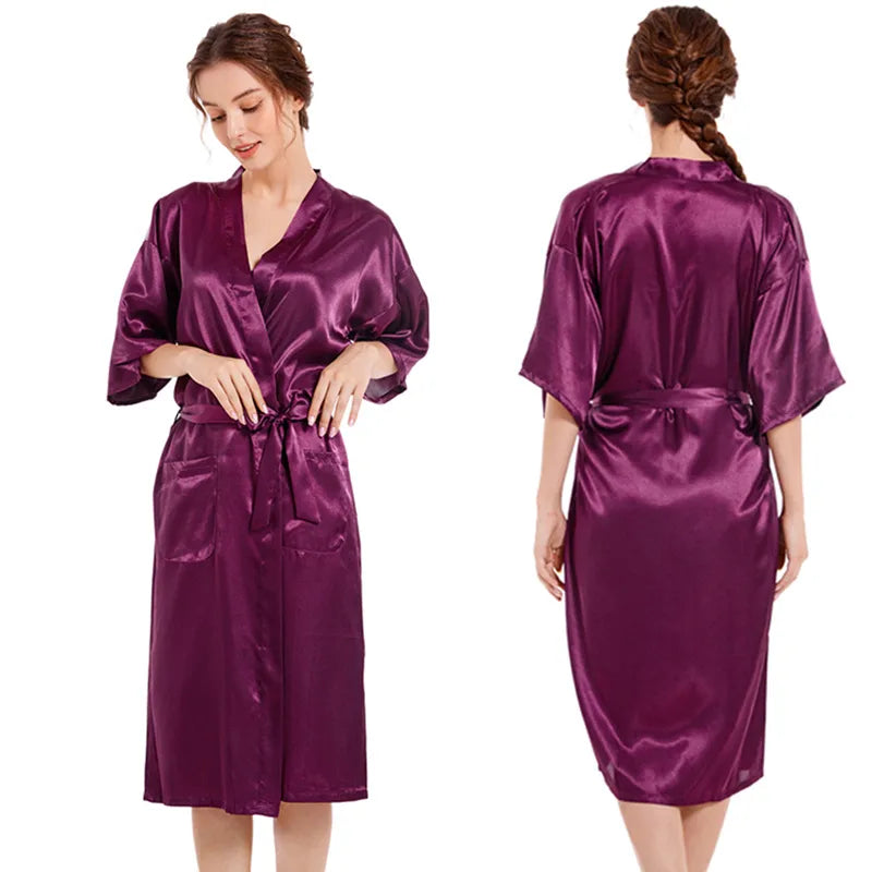 Casual Women's Lady Solid Color Imitated Silk Polyester Pajama Sets