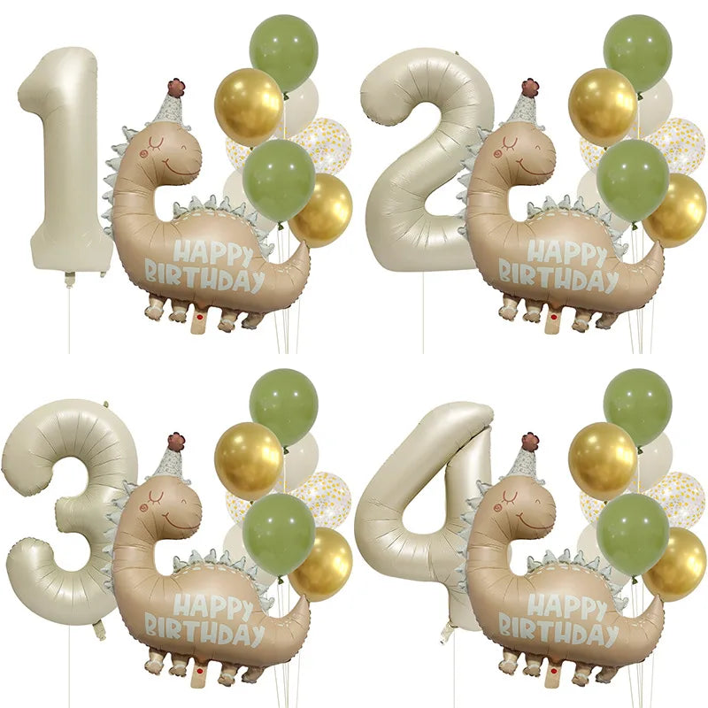 Birthday Cartoon Style Dinosaur Number Aluminum Film Home Birthday Festival Balloons