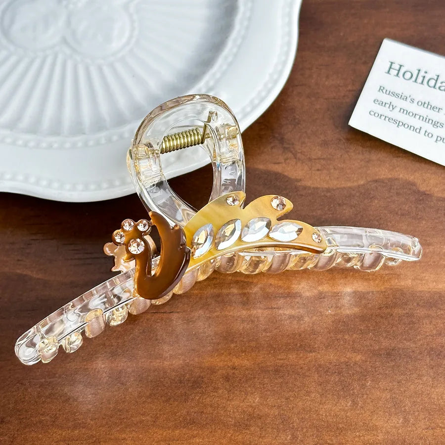 Dove High-End Acetate Hair Clip Diamond-Embedded Shark Clip Large Size Versatile Hair Accessories For Women Stylish Hair Decorations