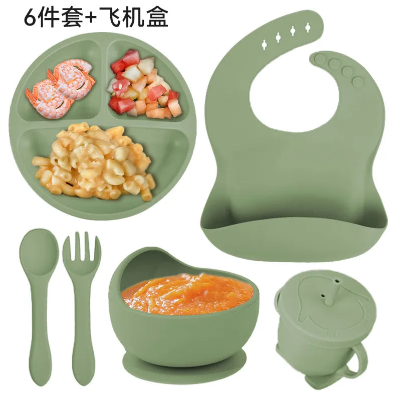 casual solid color silica gel tableware 1 set