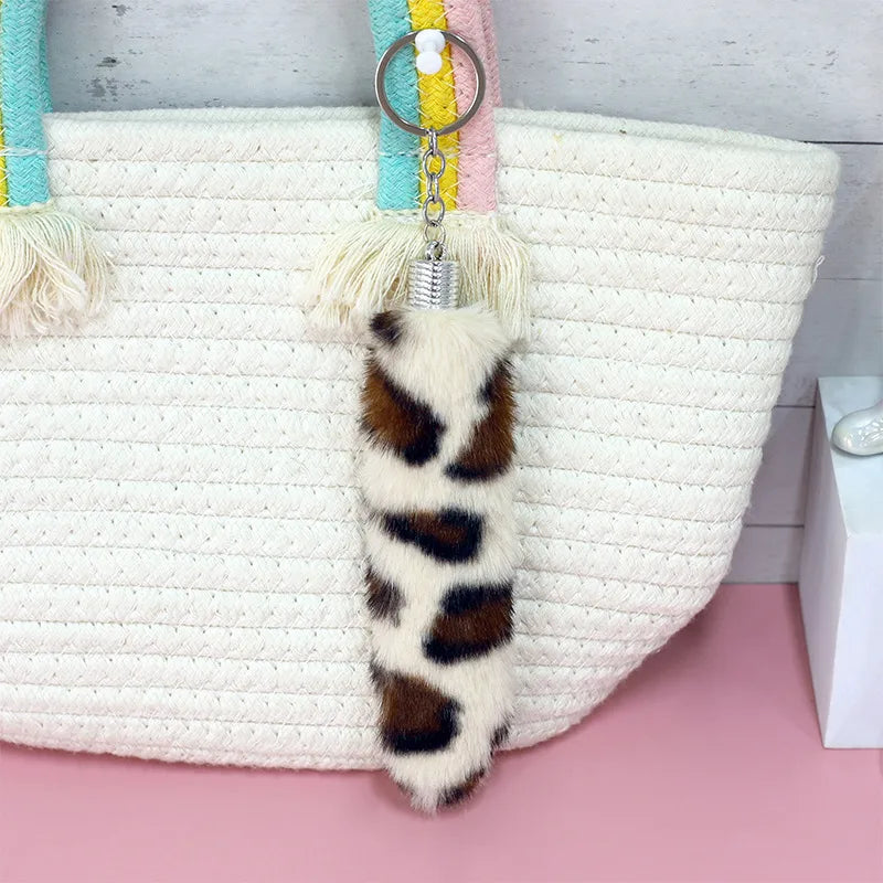 Simple Style Leopard Imitation Wool Unisex Bag Pendant Keychain
