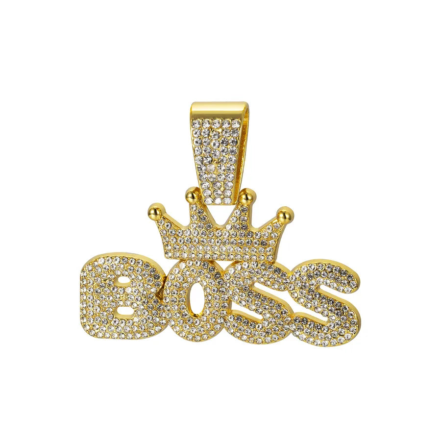 Hot Sale Crown  Pendant Alloy Full Diamond Cuban Necklace Hip Hop Style Trendy Men's Jewelry  Batch