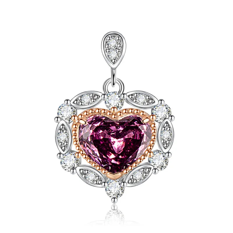 1 Piece Copper High Carbon Diamond Heart Shape Pendant