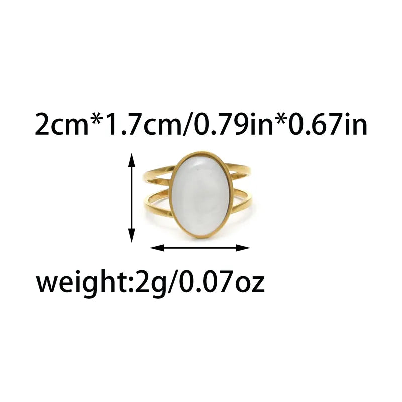 Wholesale Jewelry Vintage Style Simple Style Commute Square Oval Heart Shape 304 Stainless Steel 18K Gold Plated Plating Open Rings