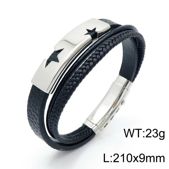 Basic Classic Style Streetwear Star Titanium Steel Plating 18K Gold Plated Men's Bangle
