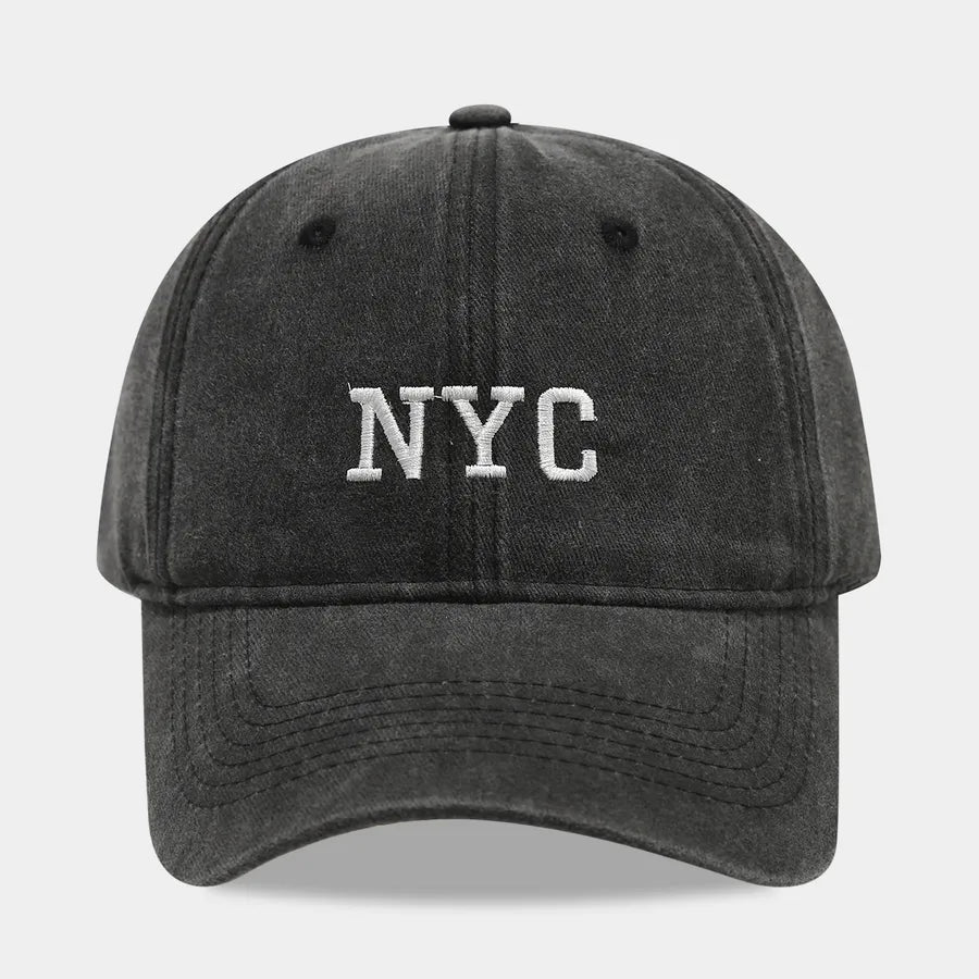 Retro American NYC Letter Embroidery Soft Top Baseball Cap Women's Sporty Summer Hat Face Slimming Men's Sunshade Cap