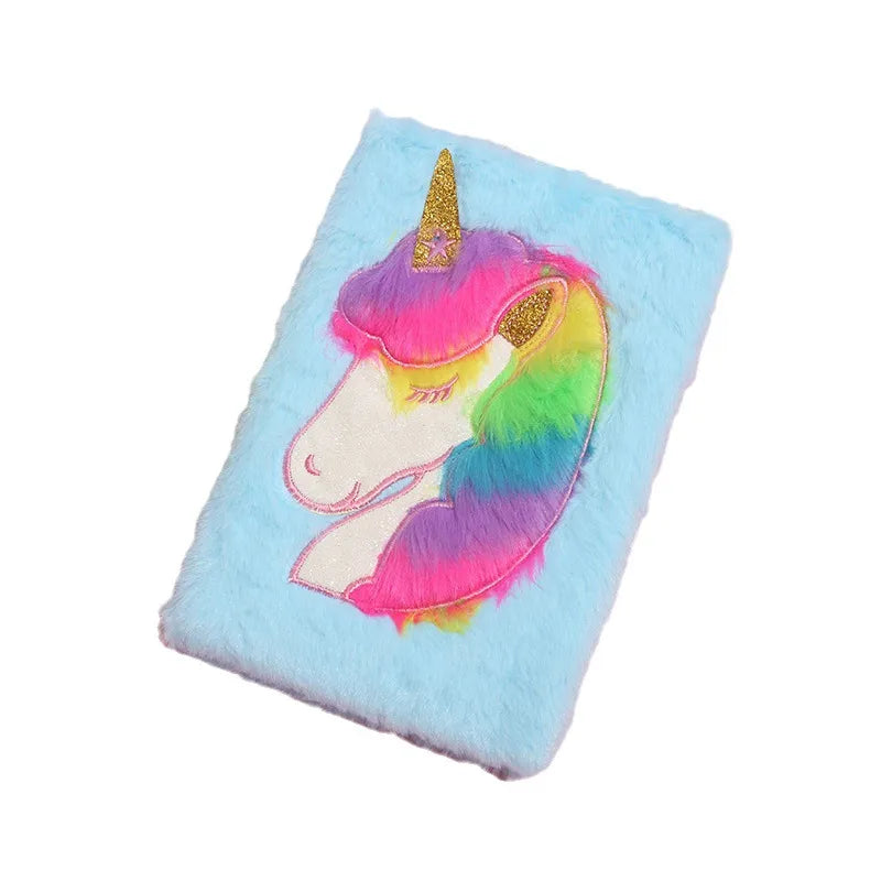 New Colorful  Plush Notebook Cartoon Dreamy Girl Student Diary Notebook Light Pink And Purple Wooden Pulp Material