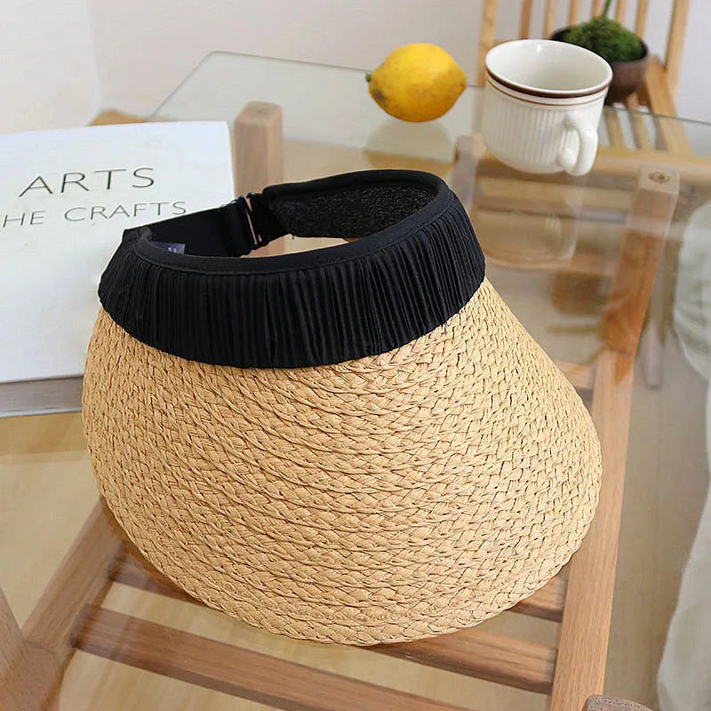 women's vacation solid color big eaves sun hat