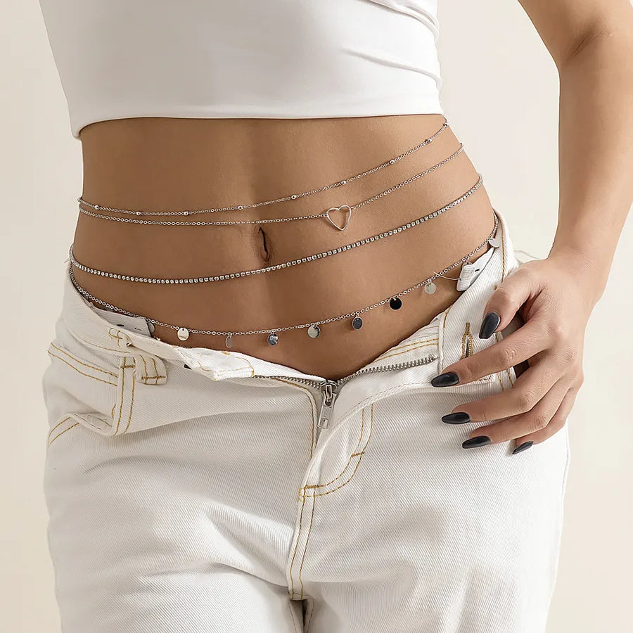 multi-layer tassel sequined metal waist beach rhinestone alloy body chain