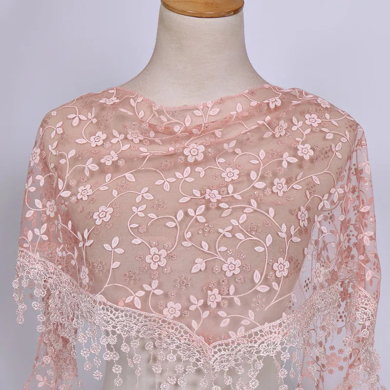 fashion flower polyester lace chiffon scarves