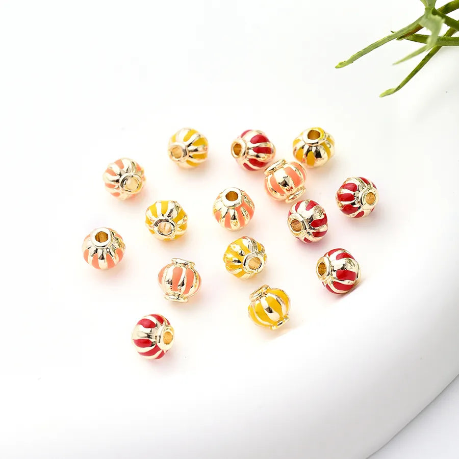 5 PCS/Package Diameter 6 mm Hole 1~1.9mm Alloy Gold Plated Pumpkin Polished Jewelry Accessories