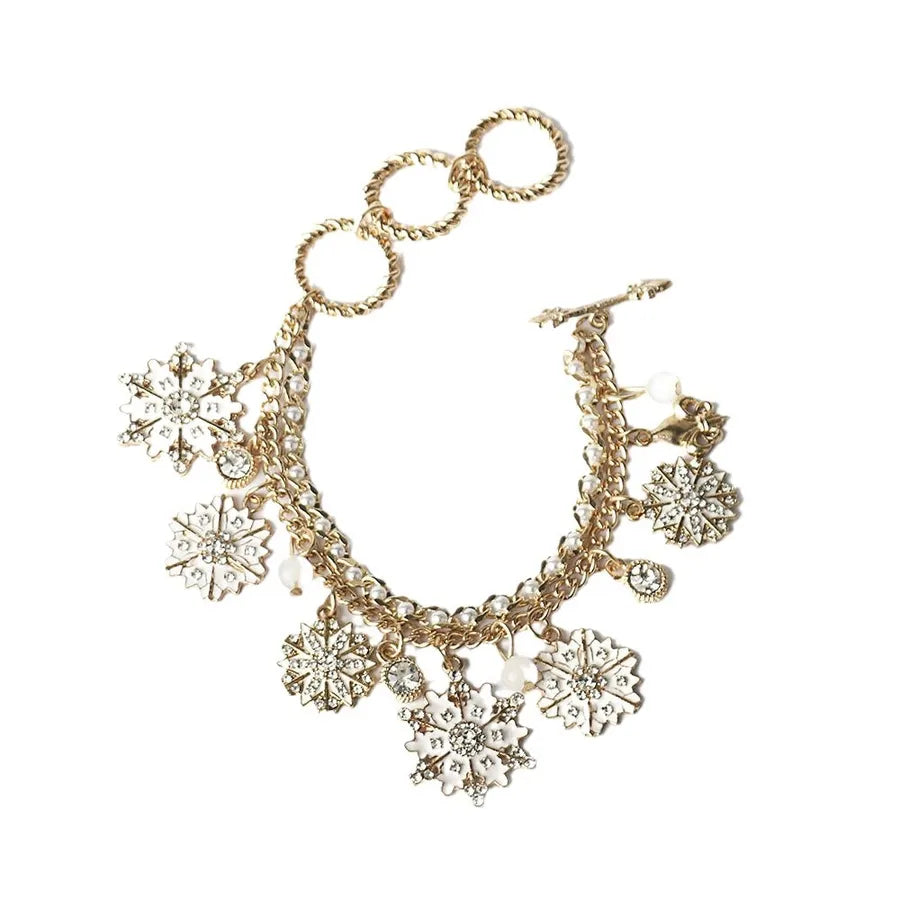 Creative Christmas Themed Bracelet Fashionable Alloy Snowflake Deer Design Festival Gift Asymmetric Electroplated Cartoon Style