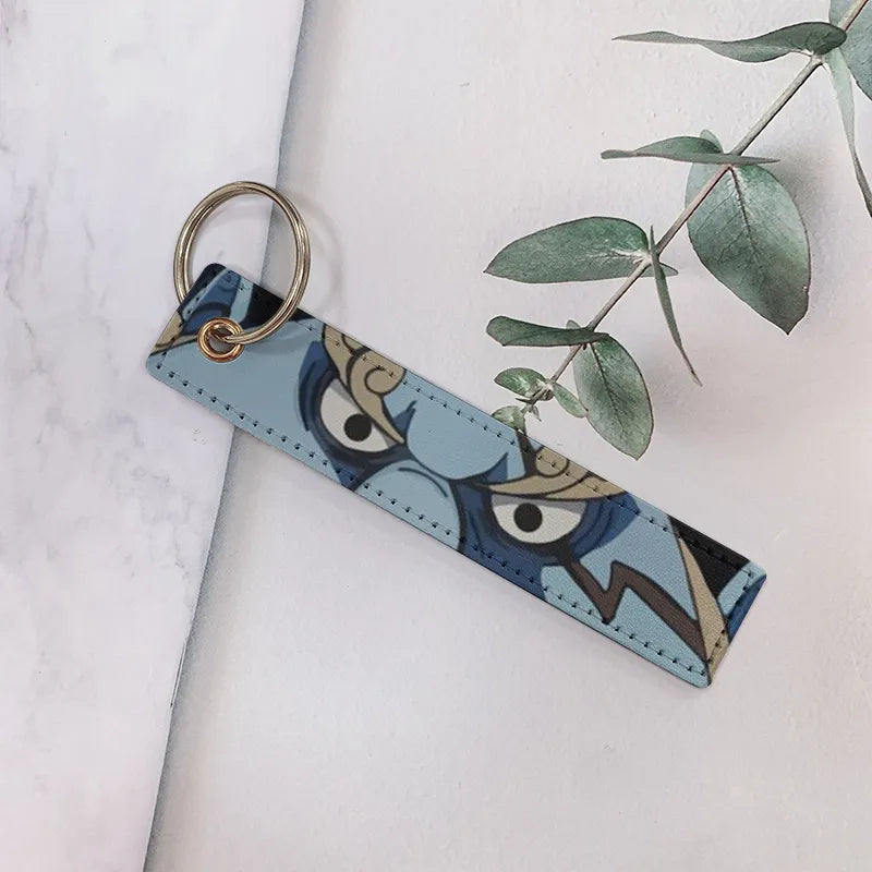 cartoon style cartoon pu leather printing bag pendant keychain
