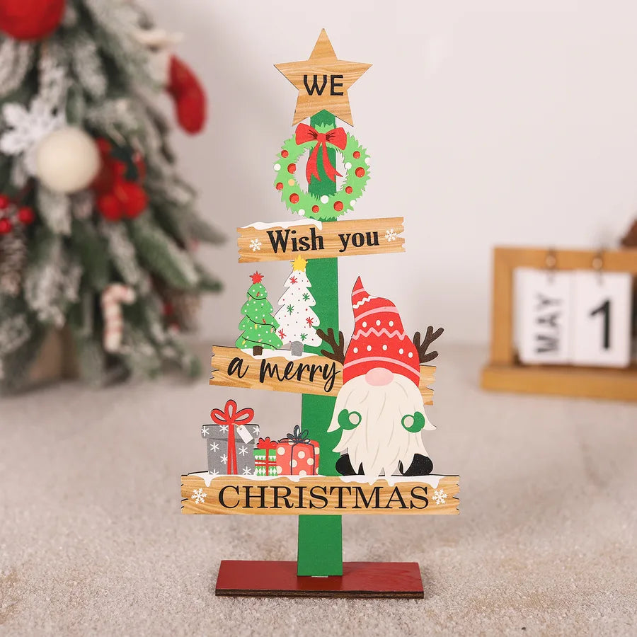Minguan Christmas Decorations Wooden Desktop Ornaments Restaurant Bar Decorative Crafts Festive Country European Cartoon Style