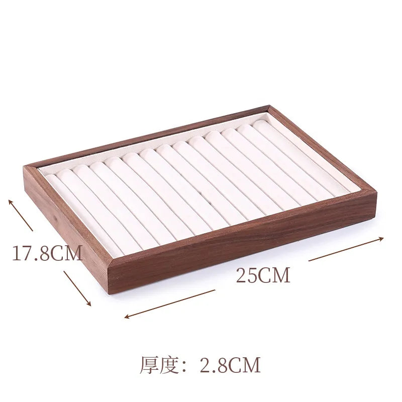 Walnut High-End Jewelry Display Tray Ring Showcase Jewelry Props Accessory Display Plate Luxury Sensation Wooden Tray