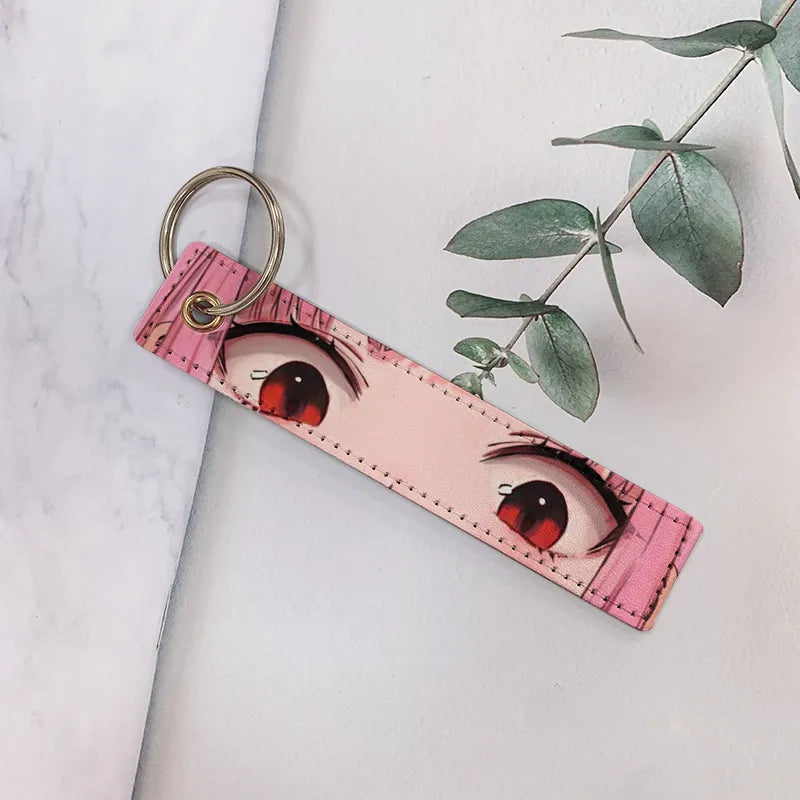 cartoon style cartoon pu leather printing bag pendant keychain