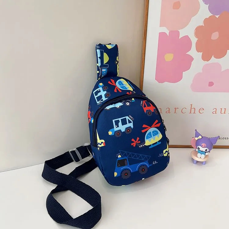 Kid'S Nylon Car Cute Streetwear Oval Zipper Fanny Pack