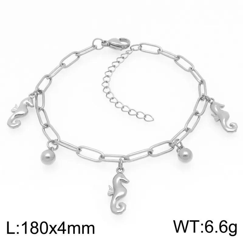 IG Style Vintage Style Cherry Ocean Butterfly 304 Stainless Steel 18K Gold Plated Paperclip Chain Bracelets In Bulk
