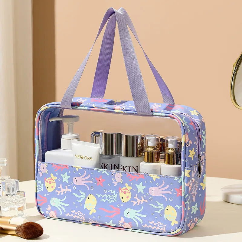 cute pastoral solid color pu leather makeup bags