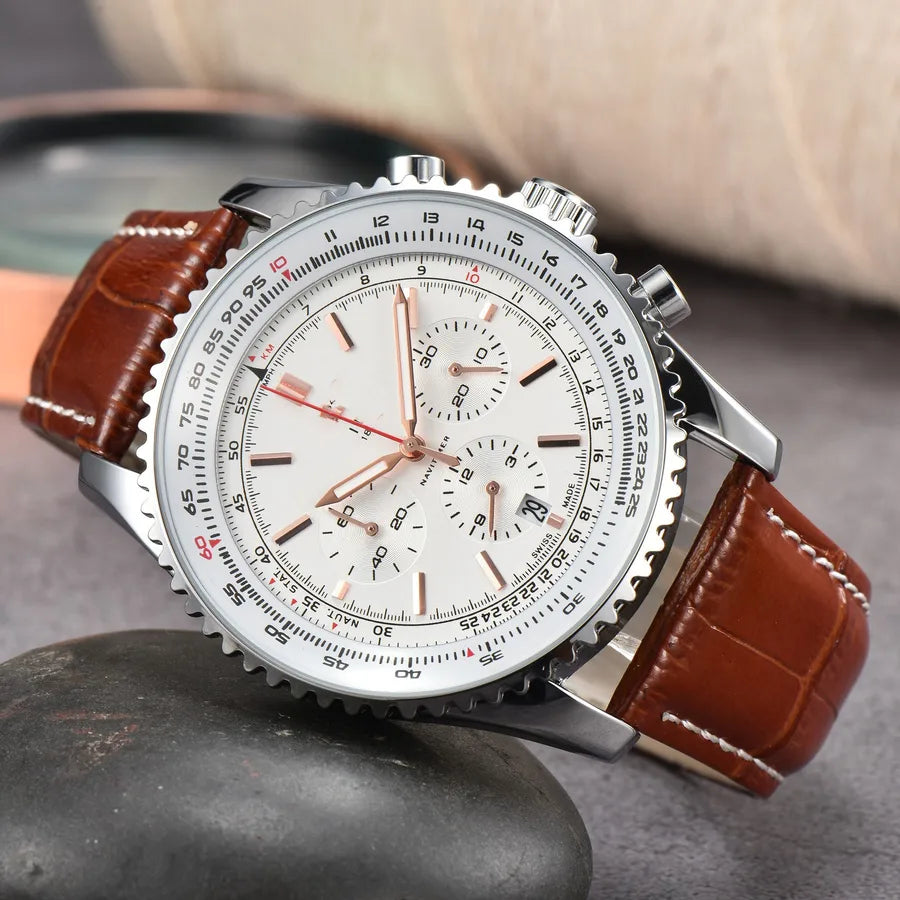 Business Simple Style Solid Color Butterfly Double Snap Quartz Men's Watches